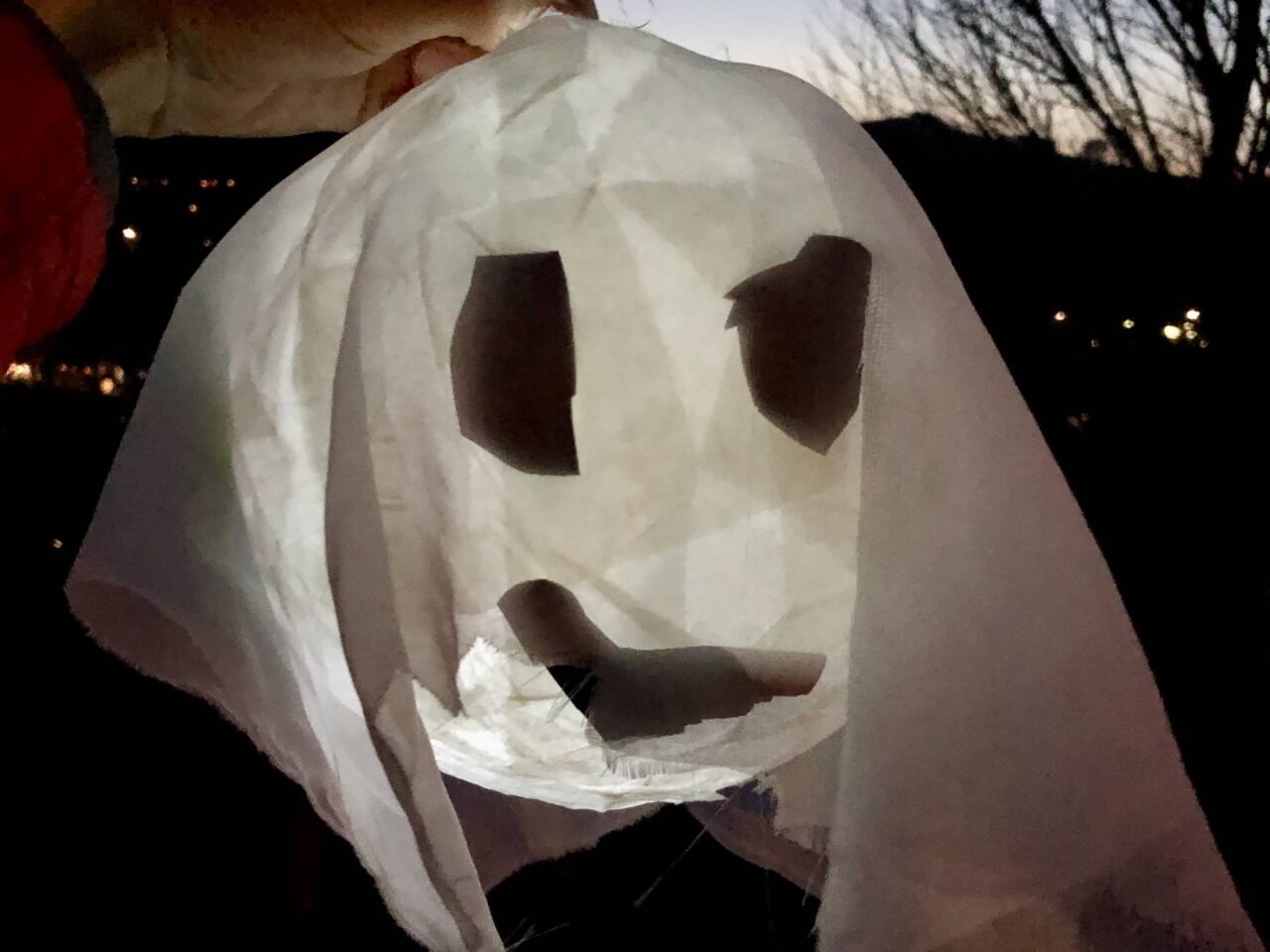 Ghosts on a night hike with children