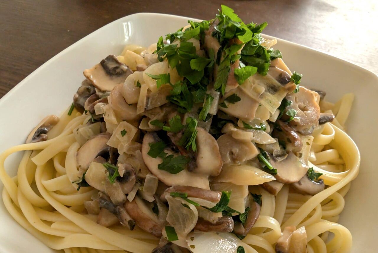 camping rezepte spaghetti mit pilzen